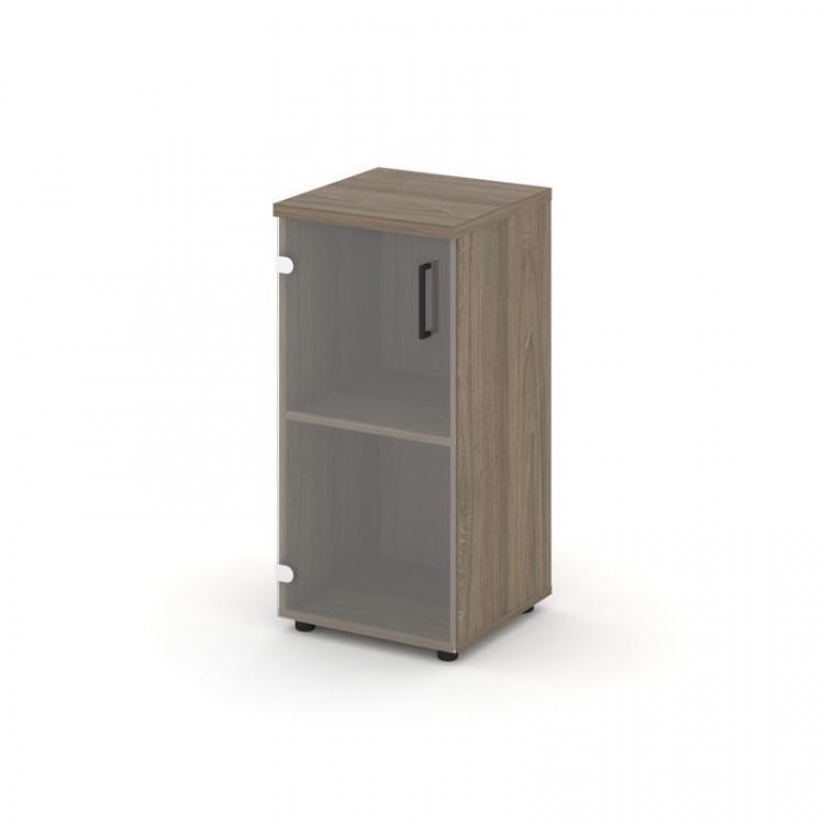 Style Project Шкаф низкий узкий SN.STU-302(L) Вяз Благородный/Прозрачный/Черный Ручки 400*400*833