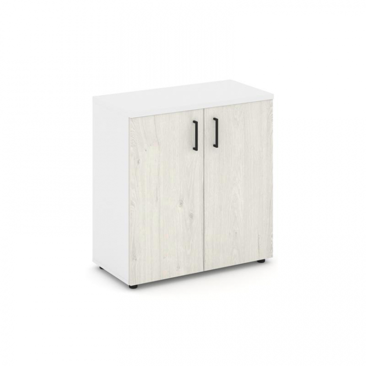 Style Project Шкаф низкий широкий SN.STS.E-301 Белый/Белый/Дуб Наварра/Черный Ручки 796*400*833