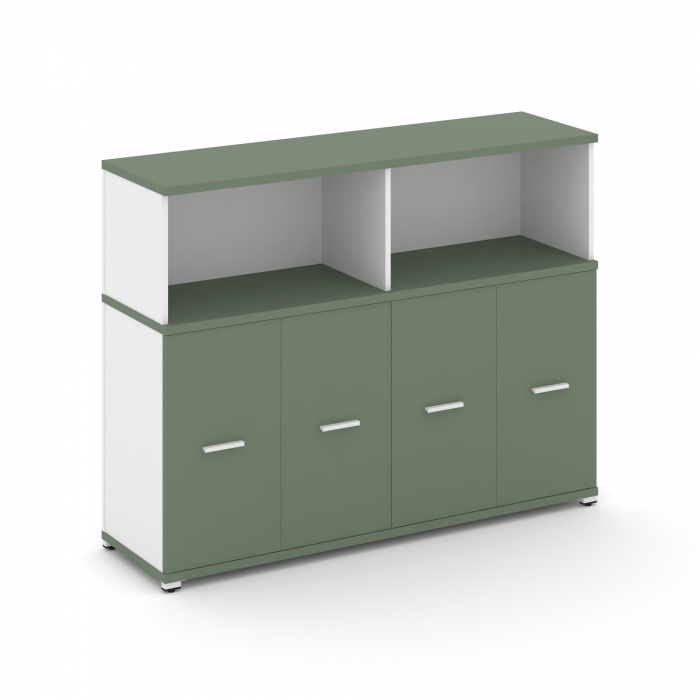 Concept Распаш. шкаф опорный/приставной с надставкой низ. CN.SOPR-007 W Кобо/Белый Бриллиант/Металл