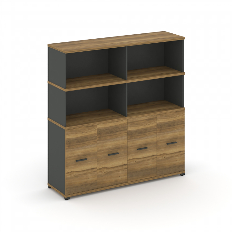 Concept Распаш. шкаф опорный/приставной с надставкой выс. CN.SOPR-008 A Сандал Янтарный/Антрацит/Мет