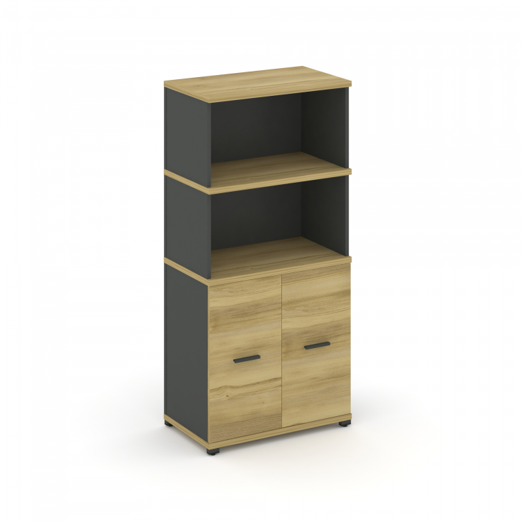 Concept Распаш. шкаф опорный/приставной с надставкой выс. CN.SOPR-004 A Дуб Винченцо/Антрацит/Металл