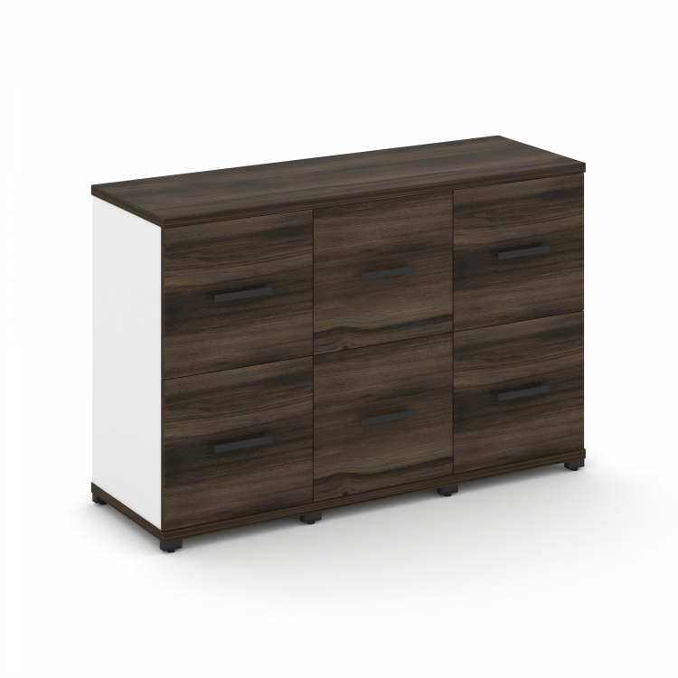 Concept Шкаф 3 узкие секции, 2 ниши CN.STU-232 B Дуб Мали/Белый Бриллиант/Металл Черный 1252*420*818