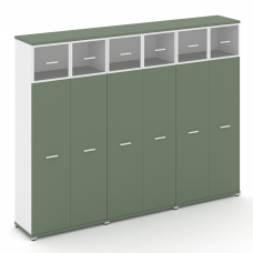 Concept Шкаф 3 широкие секции, 5 ниш CN.STS-537 RPW W Кобо/Белый Бриллиант/Металл Белый/Прозрачный 2