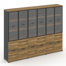 Concept Шкаф 3 широкие секции, 5 ниш CN.STS-532 RPB A Сандал Янтарный/Антрацит/Металл Антрацит/Прозр