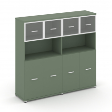 Concept Шкаф 2 широкие секции, 4 ниши CN.STS-425 RPW W Кобо/Металл Белый/Прозрачный 1668*420*1554