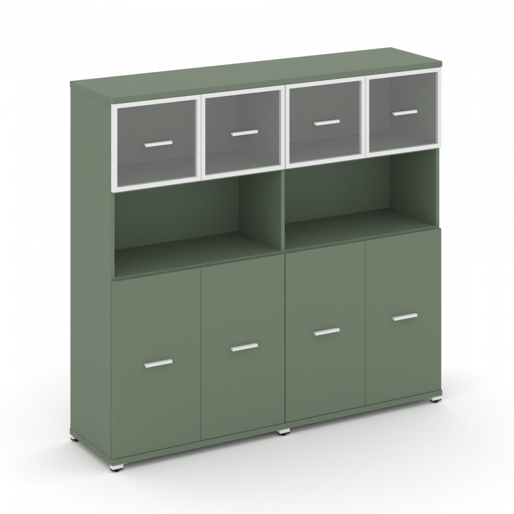 Concept Шкаф 2 широкие секции, 4 ниши CN.STS-425 RPW W Кобо/Металл Белый/Прозрачный 1668*420*1554