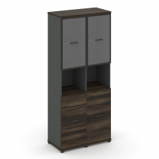 Concept Шкаф 2 узкие секции, 5 ниш CN.STU-523 RPB A Дуб Мали/Антрацит/Металл Антрацит/Прозрачный 836