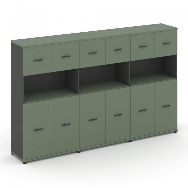 Concept Шкаф 3 широкие секции, 4 ниши CN.STS-435 A Кобо/Антрацит/Металл Антрацит 2500*420*1554