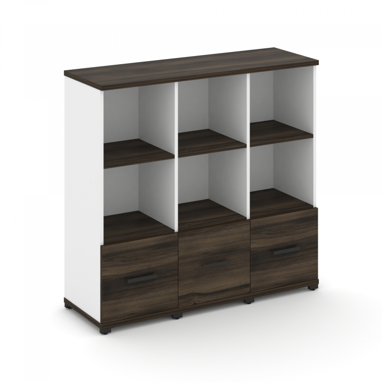 Concept Шкаф 3 узкие секции, 3 ниши CN.STU-331 B Дуб Мали/Белый Бриллиант/Металл Черный 1252*420*118