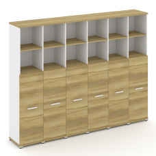 Concept Шкаф 6 узких секций, 5 ниш CN.STU-564 W Дуб Винченцо/Белый Бриллиант/Металл Белый 2500*420*1