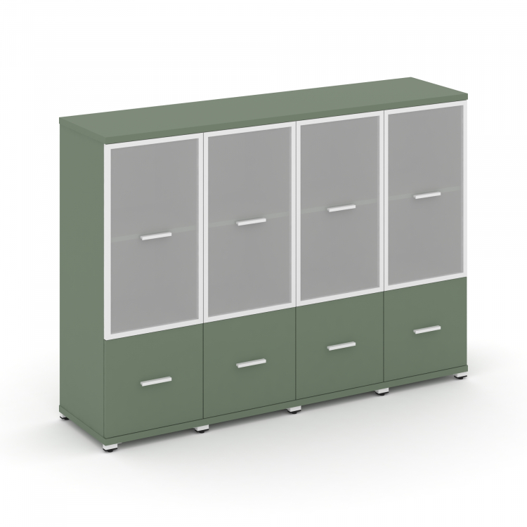 Concept Шкаф 4 узкие секции, 3 ниши CN.STU-342 RMW W Кобо/Металл Белый/Сатин 1668*420*1186