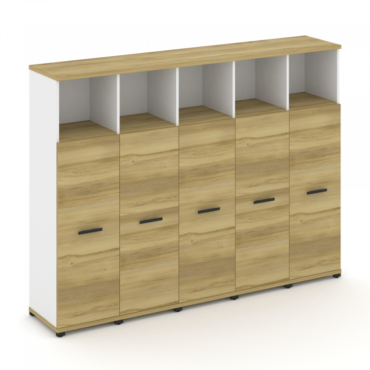 Concept Шкаф 5 узких секций, 4 ниши CN.STU-453 B Дуб Винченцо/Белый Бриллиант/Металл Черный 2084*420