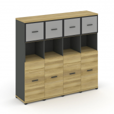 Concept Шкаф 4 узкие секции, 4 ниши CN.STU-445 RMB A Дуб Винченцо/Антрацит/Металл Антрацит/Сатин 166