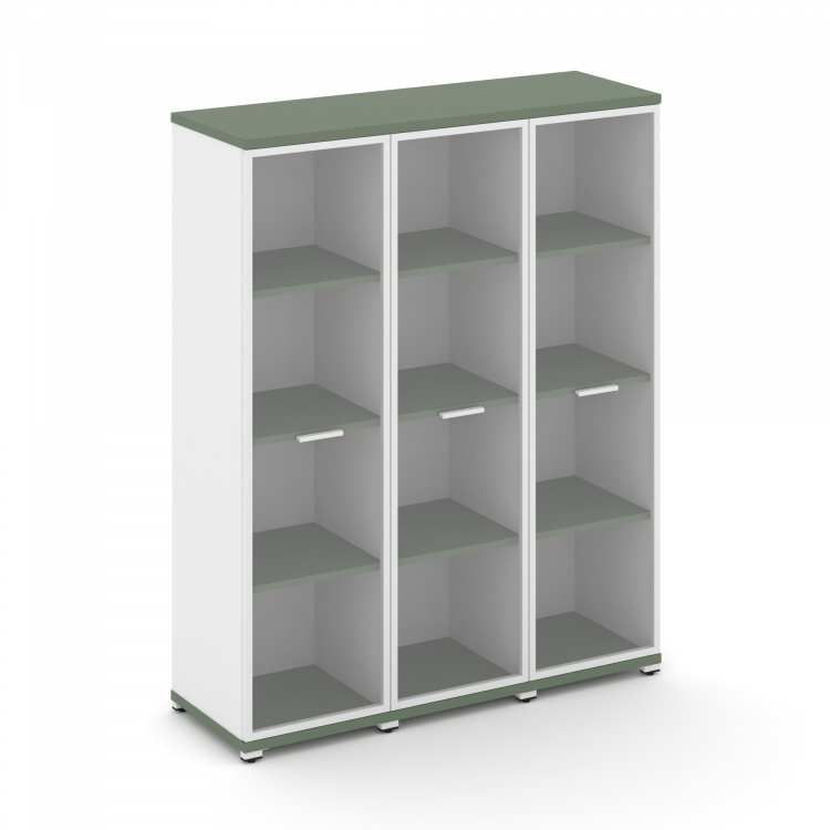 Concept Шкаф 3 узкие секции, 4 ниши CN.STU-436 RPW W Кобо/Белый Бриллиант/Металл Белый/Прозрачный 12