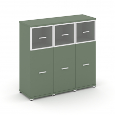 Concept Шкаф 3 узкие секции, 3 ниши CN.STU-334 RPW W Кобо/Металл Белый/Прозрачный 1252*420*1186