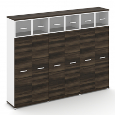 Concept Шкаф 3 широкие секции, 5 ниш CN.STS-537 RPW W Дуб Мали/Белый Бриллиант/Металл Белый/Прозрачн