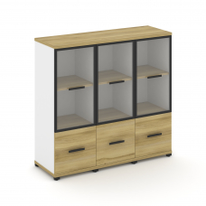 Concept Шкаф 3 узкие секции, 3 ниши CN.STU-332 RPB B Дуб Винченцо/Белый Бриллиант/Металл Черный/Проз