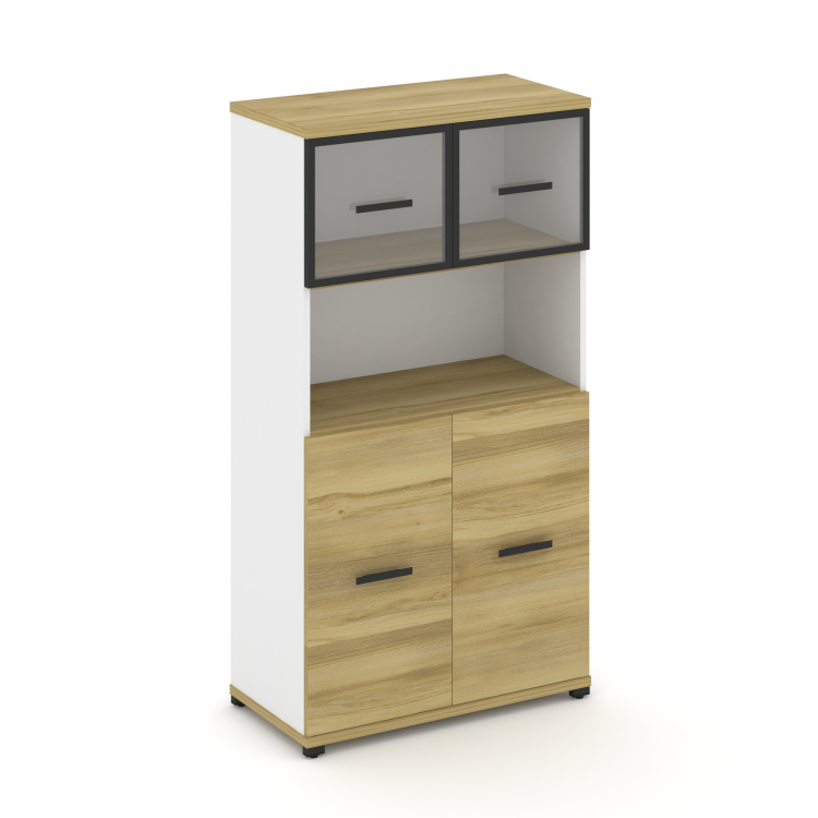 Concept Шкаф 1 широкая секция, 4 ниши CN.STS-415 RPB B Дуб Винченцо/Белый Бриллиант/Металл Черный/Пр