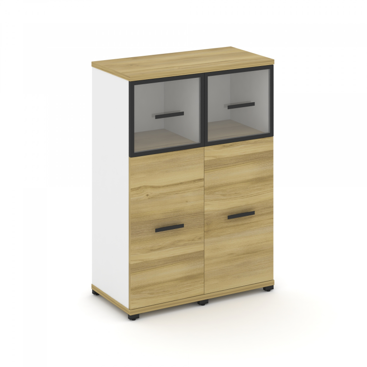 Concept Шкаф 2 узкие секции, 3 ниши CN.STU-324 RPB B Дуб Винченцо/Белый Бриллиант/Металл Черный/Проз