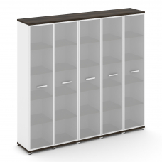 Concept Шкаф 5 узких секций, 5 ниш CN.STU-558 RMW W Дуб Мали/Белый Бриллиант/Металл Белый/Сатин 2084