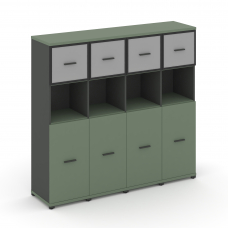 Concept Шкаф 4 узкие секции, 4 ниши CN.STU-445 RMB A Кобо/Антрацит/Металл Антрацит/Сатин 1668*420*15