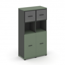 Concept Шкаф 2 узкие секции, 4 ниши CN.STU-425 RPB A Кобо/Антрацит/Металл Антрацит/Прозрачный 836*42