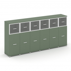 Concept Шкаф 6 узких секций, 3 ниши CN.STU-364 RPW W Кобо/Металл Белый/Прозрачный 2500*420*1186