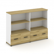 Concept Шкаф 2 широкие секции, 3 ниши CN.STS-321 B Дуб Винченцо/Белый Бриллиант/Металл Черный 1668*4