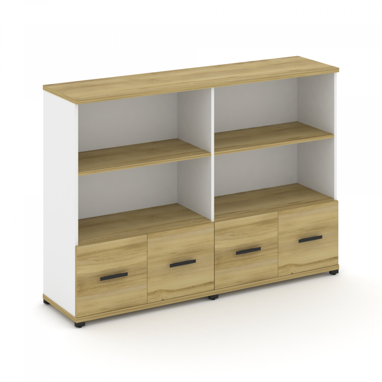 Concept Шкаф 2 широкие секции, 3 ниши CN.STS-321 B Дуб Винченцо/Белый Бриллиант/Металл Черный 1668*4