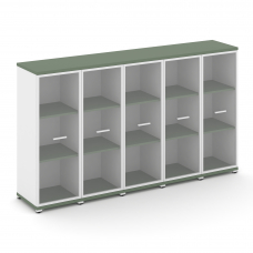 Concept Шкаф 5 узких секций, 3 ниши CN.STU-356 RPW W Кобо/Белый Бриллиант/Металл Белый/Прозрачный 20