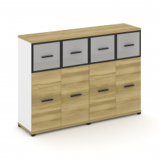 Concept Шкаф 2 широкие секции, 3 ниши CN.STS-324 RMB B Дуб Винченцо/Белый Бриллиант/Металл Черный/Са