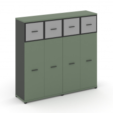 Concept Шкаф 2 широкие секции, 4 ниши CN.STS-424 RMB A Кобо/Антрацит/Металл Антрацит/Сатин 1668*420*