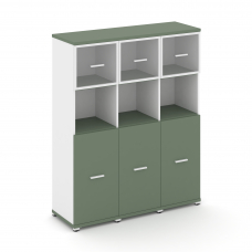 Concept Шкаф 3 узкие секции, 4 ниши CN.STU-435 RPW W Кобо/Белый Бриллиант/Металл Белый/Прозрачный 12