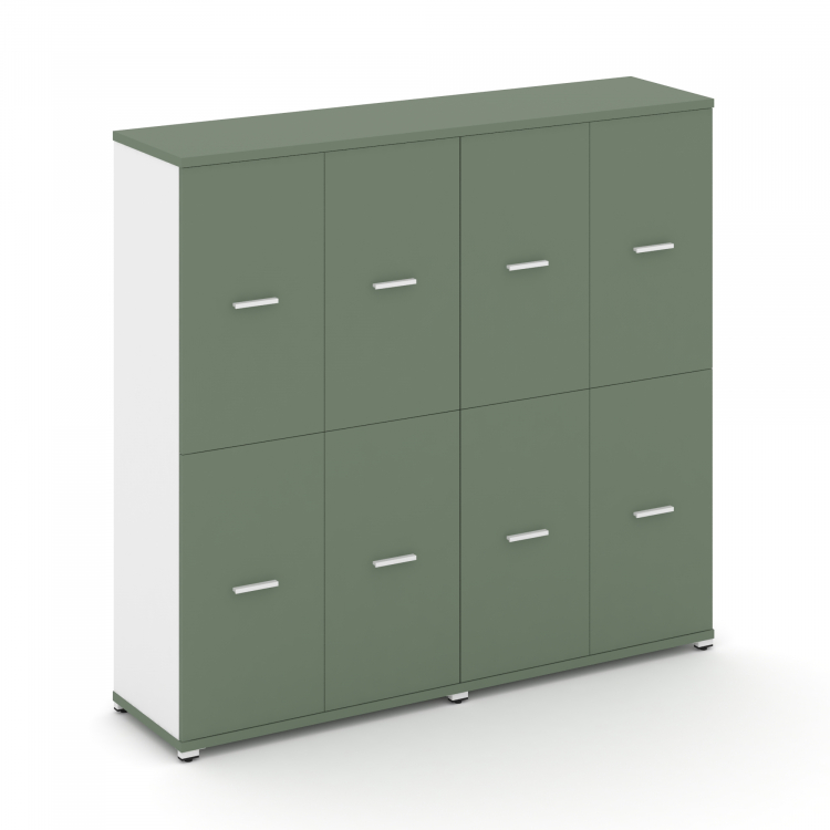 Concept Шкаф 2 широкие секции, 4 ниши CN.STS-422 W Кобо/Белый Бриллиант/Металл Белый 1668*420*1554