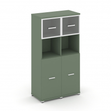 Concept Шкаф 2 узкие секции, 4 ниши CN.STU-425 RPW W Кобо/Металл Белый/Прозрачный 836*420*1554