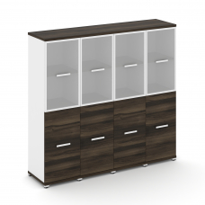 Concept Шкаф 4 узкие секции, 4 ниши CN.STU-442 RMW W Дуб Мали/Белый Бриллиант/Металл Белый/Сатин 16