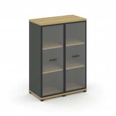 Concept Шкаф 2 узкие секции, 3 ниши CN.STU-326 RPB A Дуб Винченцо/Антрацит/Металл Антрацит/Прозрачны