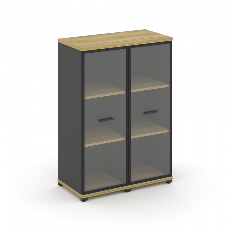 Concept Шкаф 2 узкие секции, 3 ниши CN.STU-326 RPB A Дуб Винченцо/Антрацит/Металл Антрацит/Прозрачны