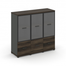 Concept Шкаф 3 узкие секции, 3 ниши CN.STU-332 RPB A Дуб Мали/Антрацит/Металл Антрацит/Прозрачный 12