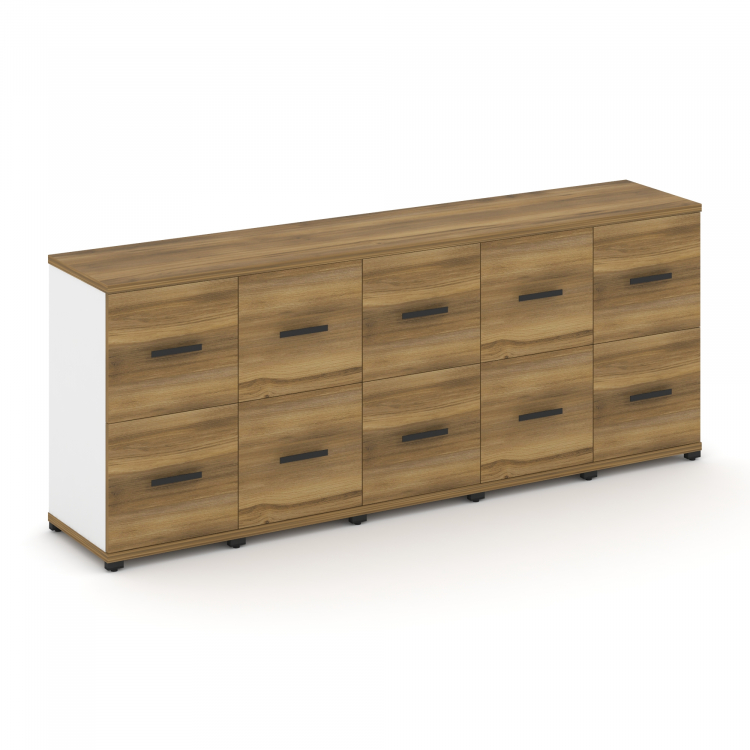 Concept Шкаф 5 узких секций, 2 ниши CN.STU-252 B Сандал Янтарный/Белый Бриллиант/Металл Черный 2084*