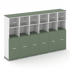 Concept Шкаф 6 узких секций, 4 ниши CN.STU-465 RPW W Кобо/Белый Бриллиант/Металл Белый/Прозрачный 25