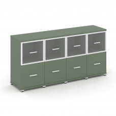 Concept Шкаф 4 узкие секции, 2 ниши CN.STU-242 RPW W Кобо/Металл Белый/Прозрачный 1668*420*818