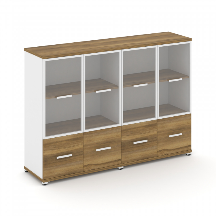 Concept Шкаф 2 широкие секции, 3 ниши CN.STS-322 RPW W Сандал Янтарный/Белый Бриллиант/Металл Белый/