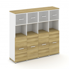 Concept Шкаф 4 узкие секции, 4 ниши CN.STU-445 RMW W Дуб Винченцо/Белый Бриллиант/Металл Белый/Сатин