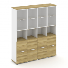 Concept Шкаф 4 узкие секции, 5 ниш CN.STU-543 RMW W Дуб Винченцо/Белый Бриллиант/Металл Белый/Сатин