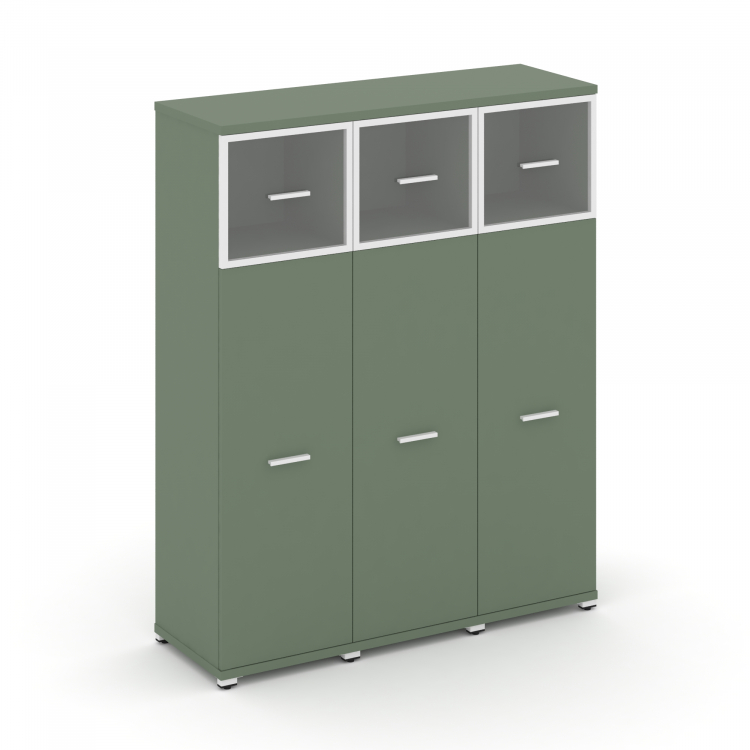 Concept Шкаф 3 узкие секции, 4 ниши CN.STU-434 RPW W Кобо/Металл Белый/Прозрачный 1252*420*1554