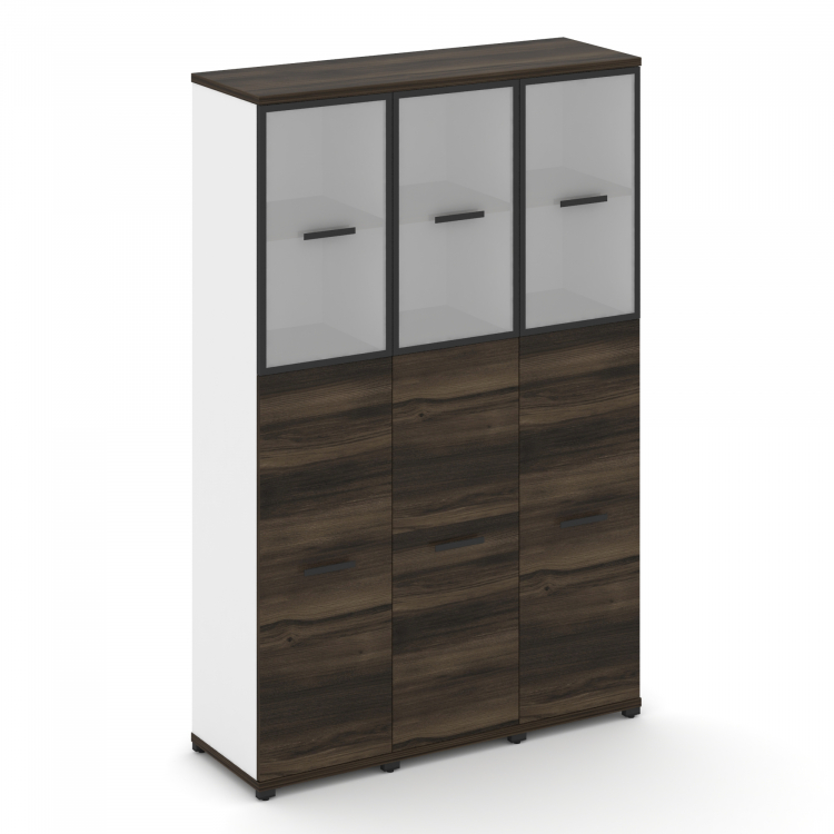 Concept Шкаф 3 узкие секции, 5 ниш CN.STU-535 RMB B Дуб Мали/Белый Бриллиант/Металл Черный/Сатин 125