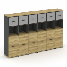 Concept Шкаф 6 узких секций, 4 ниши CN.STU-465 RMB A Дуб Винченцо/Антрацит/Металл Антрацит/Сатин 250