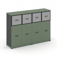 Concept Шкаф 2 широкие секции, 3 ниши CN.STS-324 RMB A Кобо/Антрацит/Металл Антрацит/Сатин 1668*420*