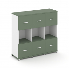 Concept Шкаф 3 узкие секции, 3 ниши CN.STU-335 W Кобо/Белый Бриллиант/Металл Белый 1252*420*1186